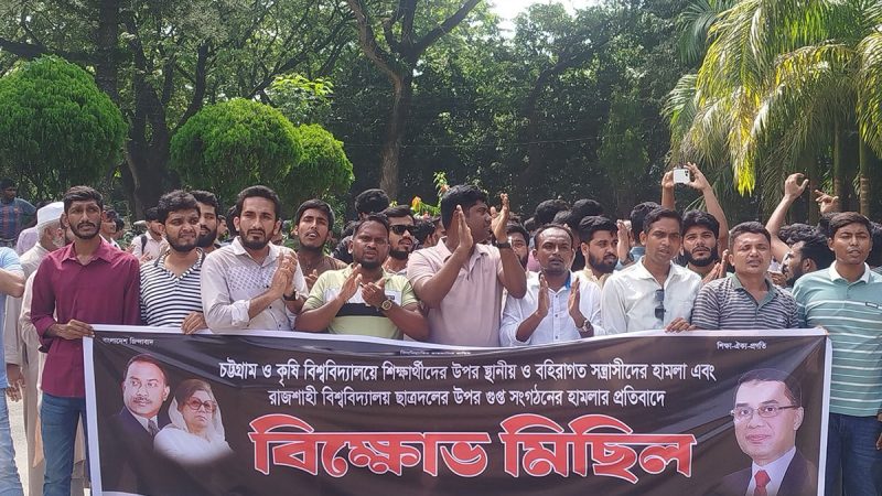 দুই বিশ্ববিদ্যালয়ে হামলার ঘটনায় ইবিতে ছাত্রদলের বিক্ষোভ